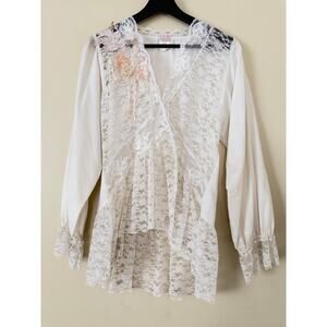 Cinzia Linea Intima Vintage CottonPoly Lace Romantic Lingerie Top S Victorian